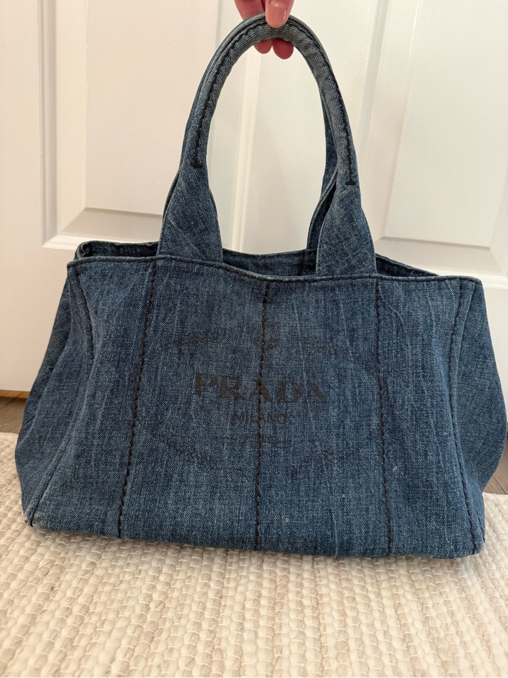 Prada Canada Denim Medium Tote Bag